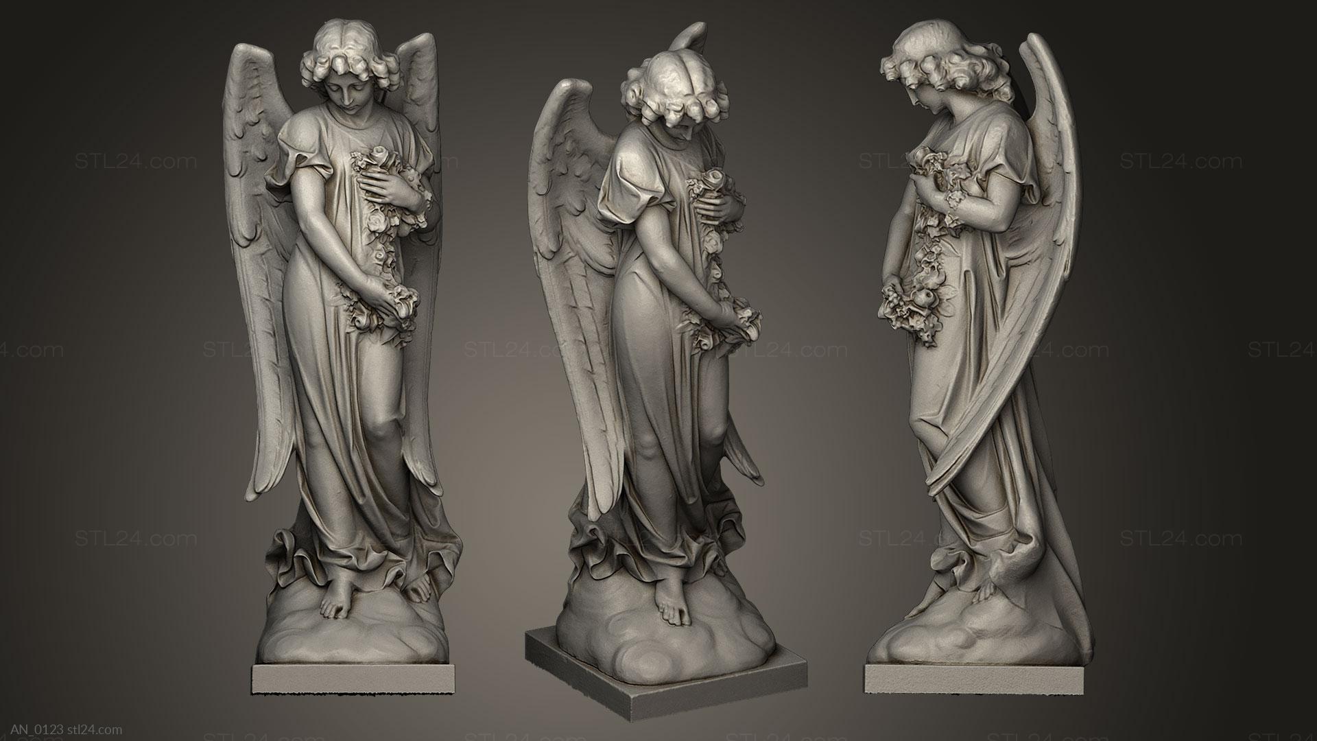 3d модели ангелы (Кладбищенский Ангел, AN_0123) 3D модель для ЧПУ станка